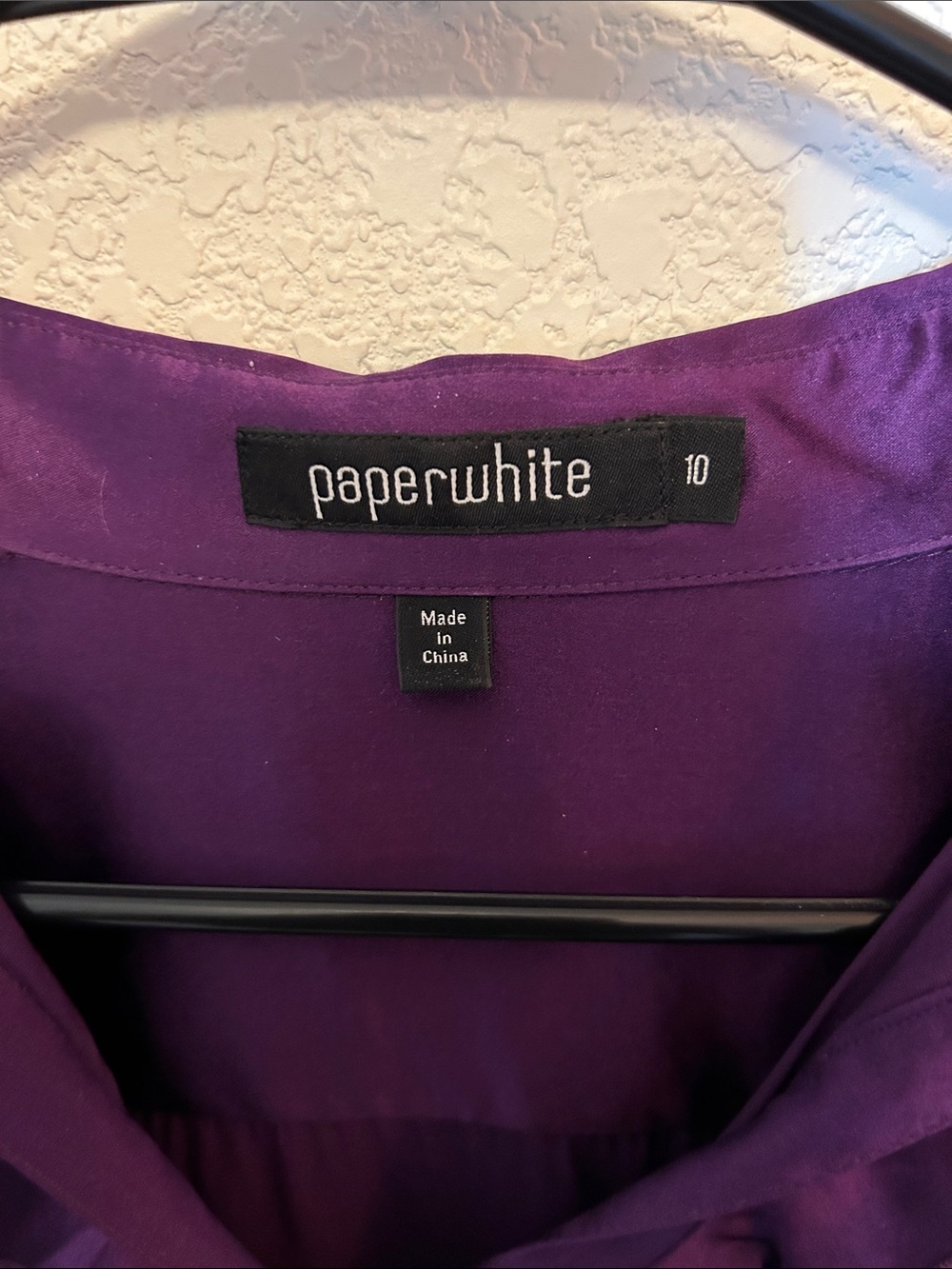 Source Unknown Deep Purple Ruffle Front Satin Blouse - Picture 2 of 3